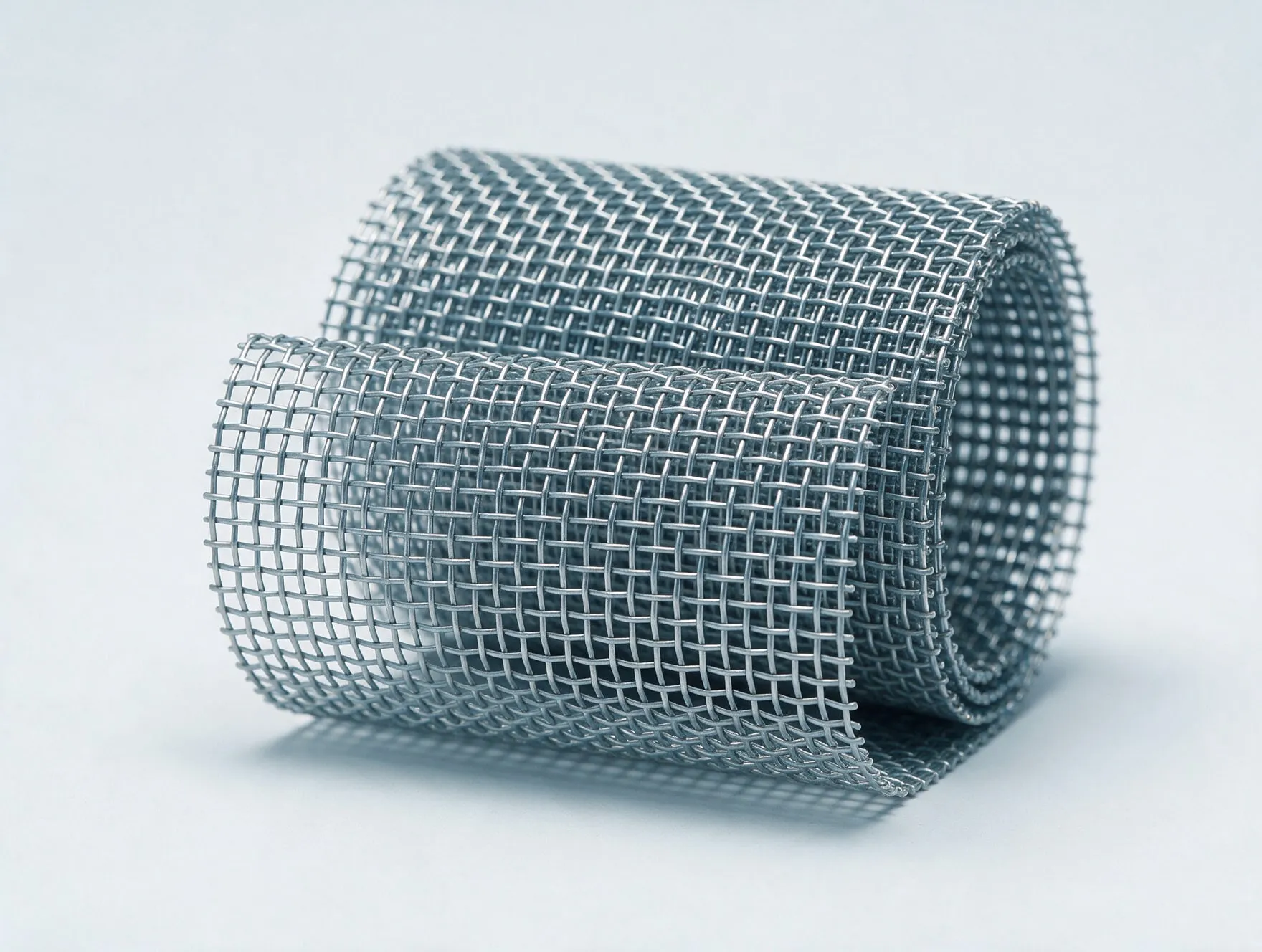 A roll of woven Inconel wire mesh, partly unrolled